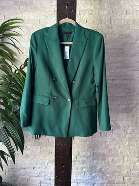Ann Taylor Double-Breasted Fresh EverGreen Green Blazer Jacket Size 8 Petite